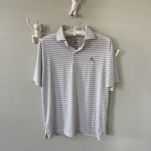 Rhoback Men's White striped Polo Shirt - medium